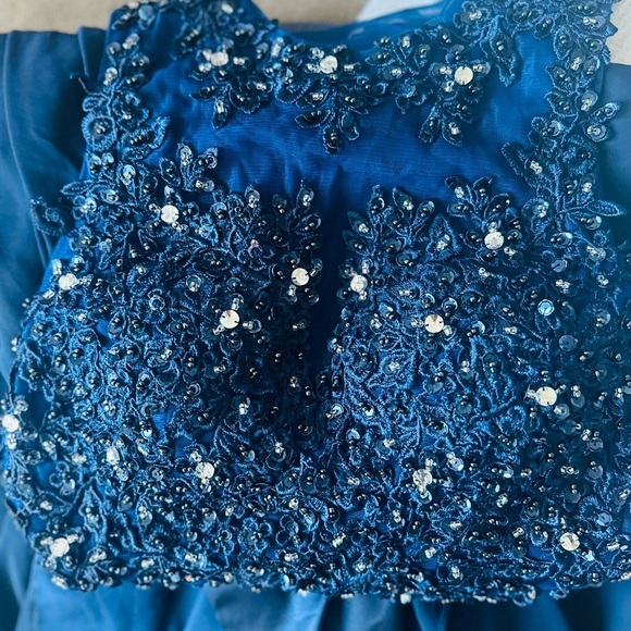 Women's Elegant Appliques Long Prom Dress Beaded Evening Party Gowns xs blue - Picture 5 of 8